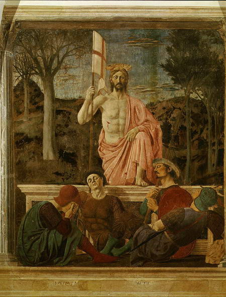 图为意大利著名画家皮耶罗•德拉•弗朗切斯卡(Piero della Francesca）的画作《耶稣复活》。梵蒂冈保管着都灵寿衣，并不想评论它是真是假，但表示它可以帮助探索人类信念中最深奥的秘密