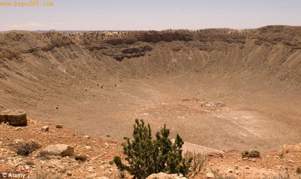 撞击：这是一个位于美国亚利桑那州的巨大撞击坑，周长2.4英里（约3.86公里），深度550英尺（167.64米）