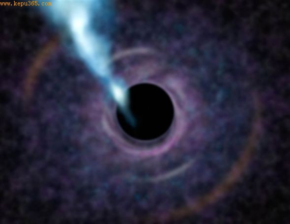 这是一幅艺术想象图，模拟的是未来当我们的技术可以允许我们看到M87核心时将会看到的景象。大量气体围绕在中央黑洞周围的吸积盘上，不断流向黑洞视界范围内。图像中间的黑色部分就是黑洞本身，即视界定义的范围，在这一范围以内，任何物质都无法逃逸。 
