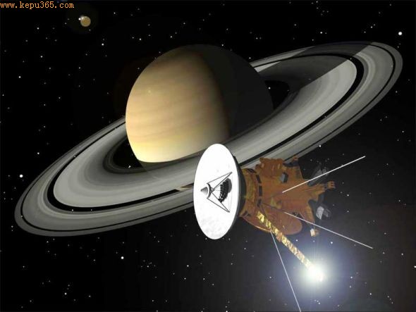 艺术想象图：卡西尼探测器在土星轨道运行
