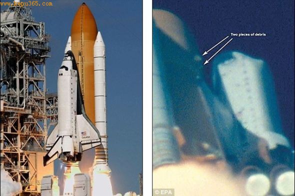 2003��1��16�գ����ױ��Ǻź���ɻ��������գ��������¹�ԭ�����ʱ���֣�����ɻ����պ�Լ80~84�룬һ���ⲿȼ������Ƭ�����˻��壬��������Ϊ֮����������·���